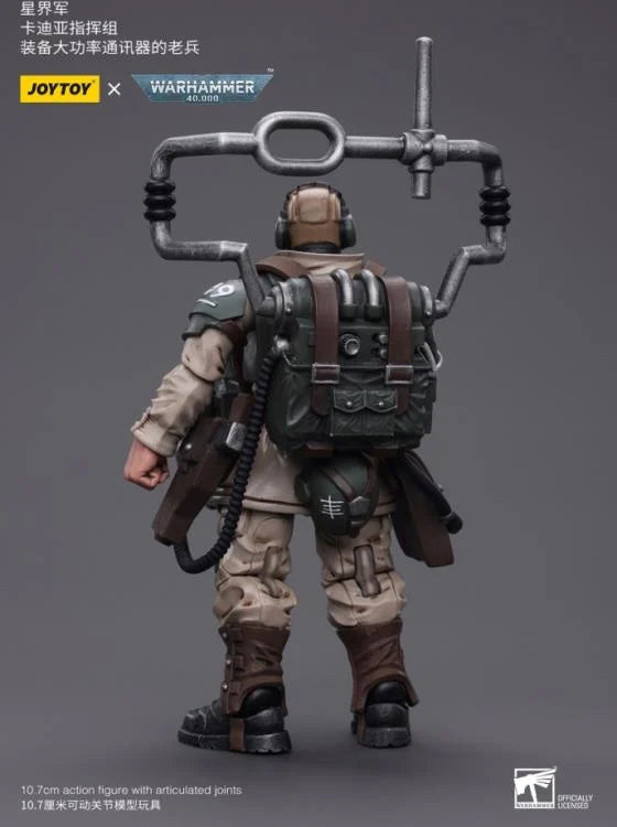 JOYTOY Warhammer 40k Astra Militarum Cadian Command Squad Veteran with Master Vox 1/18 Scale Action Figure